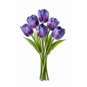 Artificial Purple Tulip Flowers Realistic Gradient Tulip Bouquet 6 Stems